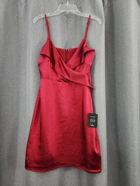 NWT Lulu's Satin Red Draped Mini Dress